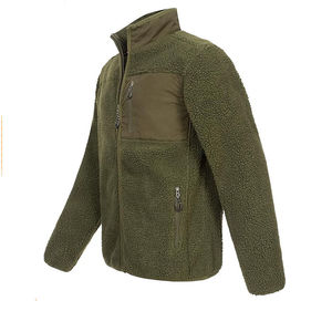 Veste d'hiver en polaire Sherpa à manches longues et fermeture éclair, couleur unie, coupe ample, style streetwear pour homme, vente en gros sur mesure - Product Image 2