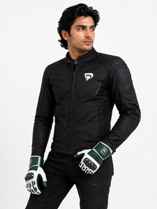 Gants de moto en cuir Dumela à doigts complets, blancs et verts, respirants, imperméables, avec support de poignet réglable et compatibles écran tactile - Product Image 4