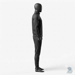 Breathable Regular Fit Men's Solid Color Tracksuit Set Full Zipper Stand Collar Casual Autumn Wear Polyester Cotton Side Pocket - Product Image 2
