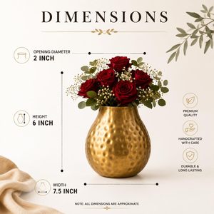 Vase décoratif martelé doré, vase en fer texturé moderne pour fleurs fraîches et artificielles, décorez votre maison à un niveau supérieur. - Product Image 1