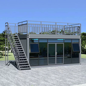 Maison conteneur préfabriquée de 20 pieds avec toit en pente, mur-rideau en verre, boutique, <span class=keywords><strong>bureau</strong></span> - Product Image 4