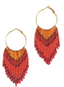 Pendientes y joyería para la oreja hechos a mano con cuentas de semillas de la mejor calidad, diseño floral de fantasía en azul y rosa, de la India. - Product Image 6