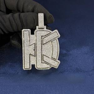 Custom Iced Out KD <b>Initial</b> Pendant <b>Necklace</b> VVS Moissanite 925 Sterling <b>Silver</b> Hip Hop Jewelry for Men - Product Image 2