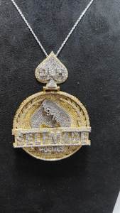 Colgante de Lujo Estilo Hip Hop Rapper con Letra Personalizada, Chapado en Oro sobre Plata 925, con Moissanita VVS, Diseño Circular Bicolor, para Fiesta - Product Image 6