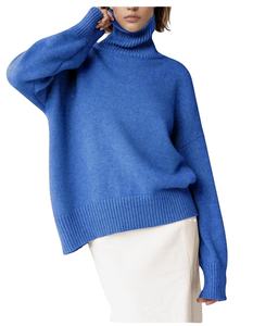 <b>TURTLE</b> <b>NECK</b> <b>SWEATER</b> CHUNKY LONG SLEEVE KNITTED PULLOVER HIGH LOW HEM TRENDY TOP NEW ARRIVAL CUSTOM LOGO FACTORY BANGLADESH - Product Image 1