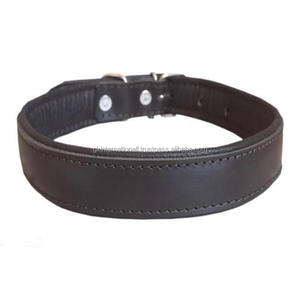 Collar de perro de cuero de brida inglés Premium negro marrón hecho a mano duradero con relleno suave de vaca cosido y accesorios de níquel - Product Image 3