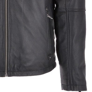 Men's Black PU Leather Moto Jacket Stand Collar Zipper Closure Slim Fit Autumn Wear - Product Image 6