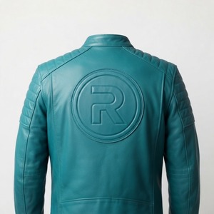 Premium <b>Men</b> <b>Blue</b> Leather Jacket Genuine Real Leather Motorcycle Biker Jacket Slim Fit Vintage Leather Coat Durable Casual - Product Image 6