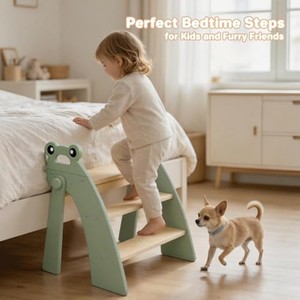 Tabouret en bois d'acacia vert pour enfants, vente en gros, Moradabad - Product Image 3