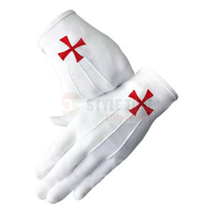 Gants maçonniques blancs de qualité supérieure en tissu de coton doux, respirants et confortables, pour usage cérémoniel formel et coutures durables - Product Image 3