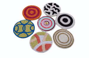 Handmade Durable Round Modern Crab <b>Beaded</b> <b>Coaster</b> with Coastal Ocean Embroidery for Table Decor and Mug Use - Product Image 3