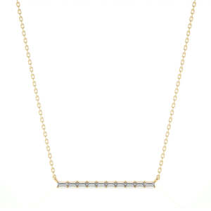 สร้อยคอเพชรทรงบาแก็ตต์ 0.40 กะรัต เพชรเลี้ยงในห้องปฏิบัติการ ทองคำขาว 14K สร้อยคอเพชรแท่งแบบมินิมอล เครื่องประดับสวยงาม เหมาะสำหรับเป็นของขวัญ - Product Image 1