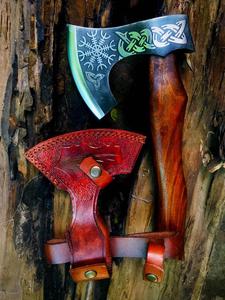 ขวานใบมีดคู่แบบแฮนด์เมดด้ามจับไม้เหล็กกล้าคาร์บอนสูงสไตล์ใหม่สำหรับการตั้งแคมป์กลางแจ้งใช้งานในอุตสาหกรรม - Product Image 3