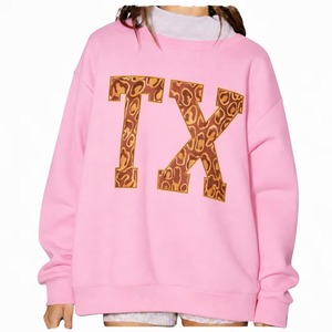 Factory Wholesale Winter Oversized Women Mock Neck Printed Sweatshirt Polyester/Cotton <b>Material</b> Customised Front Patchwork Solid - Product Image 2