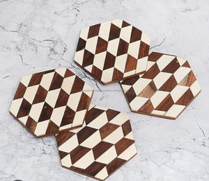 Stylish Classic 10mm Eco-Friendly Natural Wood <b>Drink</b> <b>Coasters</b> for Home Kitchen Office Tabletop Decoration - Product Image 4