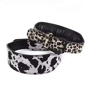 Ceinture de musculation personnalisée imprimée OEM, motif léopard, double boucle en cuir, vente en gros - Product Image 2
