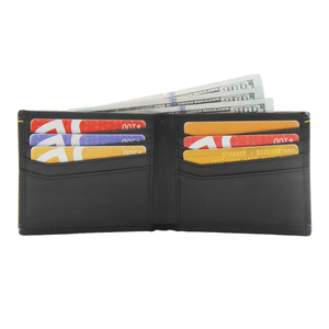 <b>Men's</b> Genuine Leather Slim <b>Wallet</b> With Striped Lining Fold Closure Card Holder Short Length Minimalist Design - Product Image 6