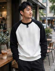 เสื้อสเวตเชิ้ตแขนราแกลน คอกลม สีพื้น ผ้าฝ้ายเฟรนช์เทอร์รี่ ทรงหลวม สไตล์ลำลอง สำหรับผู้ชาย ยี่ห้อ ONETEN APPARELS เหมาะสำหรับฤดูหนาว - Product Image 6