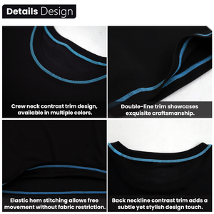 OEM y ODM Hombres Transpirable Rib Trim Camiseta Ropa deportiva informal con logotipo personalizado Pedido a granel aplicable - Product Image 2