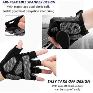Gants de cyclisme pour hommes et femmes avec coussinet en gel absorbant les chocs de 5 mm, antidérapants, demi-doigts, pour VTT et vélo - Product Image 4