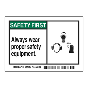Brady Safety First <b>PVC</b> <b>Adhesive</b> Labels Durable Matt Finish Heat & Chemical Resistant Indoor/Outdoor Signs - Product Image 3