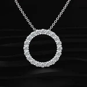 Collier pendentif cercle ouvert nouveau design clarté D-E VVS-VS avec mini diamant de laboratoire, collier pendentif en or, bijoux raffinés. - Product Image 3