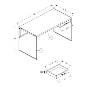 Scrivania per Computer da Ufficio Contemporanea da 48 Pollici con Laminato Bianco Lucido e Cassetti Portaoggetti in Vetro Temperato Trasparente - Product Image 4