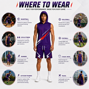 High Performance 7 on 7 Sleeveless Hoodie Jersey and Athletic Shorts Custom Sports Uniform - Product Image 4
