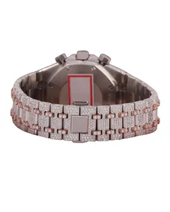 Montre Bracelet Or Rose Sertie de Diamants Moissanite VVS Argent Hip Hop Personnalisée Cadran Intelligent Haute Qualité Entièrement Pavée - Product Image 4
