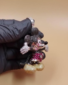 Pendentif Mickey Mouse en Moissanite, Argent Sterling 925 Plaqué Or 18K, Charme de Dessin Animé de Luxe, Bijou Unisexe, Cadeau - Product Image 3