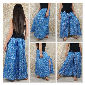 Pantalon Korba en coton indien 100% - Pantalon ample à jupe - Imprimé paisley blanc et noir - Taille élastique - Taille haute - Casual - Hiver - Product Image 6