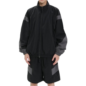 <b>Buy</b> Wholesale <b>Bulk</b> Custom Men Nylon Zip up Windbreaker Jacket and Shorts Two Pieces Set Nylon Windbreaker <b>Tracksuit</b> - Product Image 1