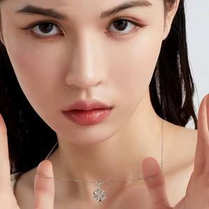 สร้อยคอจี้เพชรเพาะเลี้ยงทองคำขาว 18K ทรงกลมเจียระไนแบบบริลเลียนท์ สำหรับผู้หญิง ของขวัญเครื่องประดับชั้นดี ขายส่ง - Product Image 3