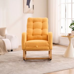 Fauteuil à bascule LY 5104 avec accent jaune, dossier haut, pieds en bois de caoutchouc, 26,77D x 38,36L x 39H pour chambre et salon - Product Image 2