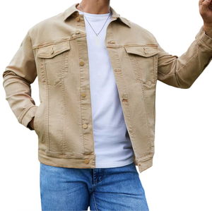 Veste en jean pour homme, best-seller, prix bas, sur mesure, hiver, logo sur le devant, couleur unie, couleur et logo personnalisés - Product Image 3