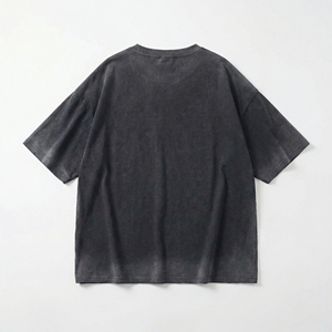 T-shirt ample uni délavé au charbon, coupe carrée, épaules tombantes |   Streetwear pour hommes/femmes, OEM et marque privée - Product Image 2