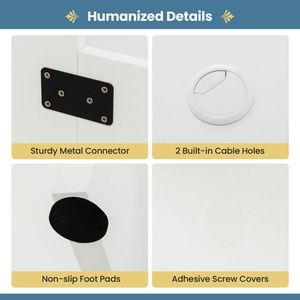 Scrivania Moderna a L di Grandi Dimensioni con 2 Fori per Cavi e 2 Ripiani Portaoggetti - Product Image 2