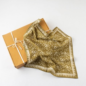 Custom Hand Printed <b>Large</b> Bandana <b>Handkerchief</b> Wholesale Colorful Green Dabu Print Hair Wrap Scarfs for Men - Product Image 5