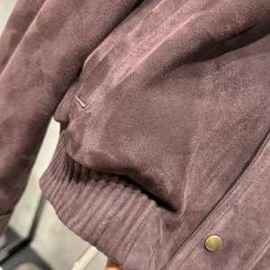 Chaqueta Bomber de Ante Marrón con Cuello Alto, Manga Larga, Botones y Epaulettes, Estilo Otoñal para Mujer - Product Image 6