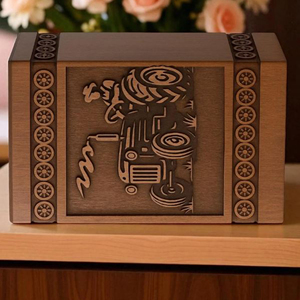 Wooden Urn with Floral Laser Cut Design Affordable Funeral Wooden Urn Wholesale Supplier urn by AYAANS - Product Image 4