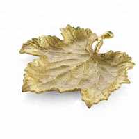 Plateau de service en métal en forme de feuille d'érable dorée, plat de luxe pour collations et bonbons, centre de table, bol de rangement polyvalent