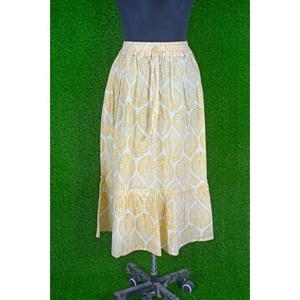 Jupe en coton pour femmes à taille élastique, cadeau imprimé de bloc de main indien pour petite amie, jupe de style Boho Vintage - Product Image 2