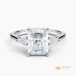 Moissanite <b>Emerald</b> Cut <b>Ring</b> for Women <b>Silver</b> Tone Engagement Anniversary Jewelry Elegant Daily Wear Style - Product Image 1