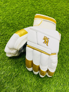 <b>Cricket</b> Batting Pads Leg Guards <b>White</b> Gold Royal Style Padded Leather Buckle Closure for Match Training 12+ Years - Product Image 4