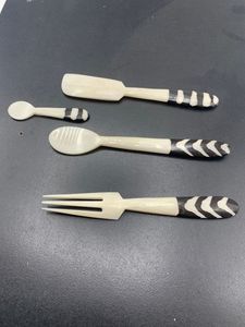 Unique Design Bone Handle Salad Servers Set With Minimalist Design Silverplate Fork <b>Spoon</b> And <b>Carving</b> Knife For Dining Service - Product Image 5