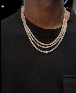 Solid <b>Gold</b> Lab Diamond <b>Tennis</b> <b>Necklace</b> Round Brilliant Cut Lab Grown IGI Certified Hip Hop Style Daily Wear Charm Jewelry - Product Image 2