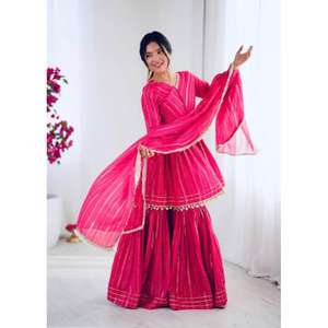 Salwar Kameez Dupatta en faux georgette entièrement cousu pour femmes, tenue traditionnelle pour mariage et fête, indien pakistanais, séchage rapide - Product Image 1