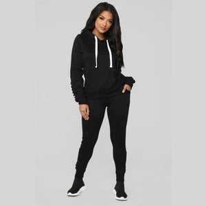 2025 gros personnalisé femmes blanc survêtement survêtements plaine coton survêtements ensemble 2 pièces automne hiver femmes survêtement - Product Image 2