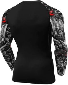 <b>Men</b> Long Sleeve Rash Guard <b>Compression</b> <b>Shirt</b> Full Sleeve Quick Dry Sublimation Print Polyester Dragon Design - Product Image 6