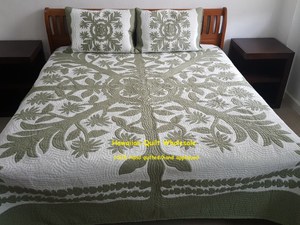 100% Natural <b>Handmade</b> Cotton Material Hawaiian <b>Quilt</b> Set In Light And Shaggy Color With Multipattern Work For Home Bedding Decor - Product Image 1